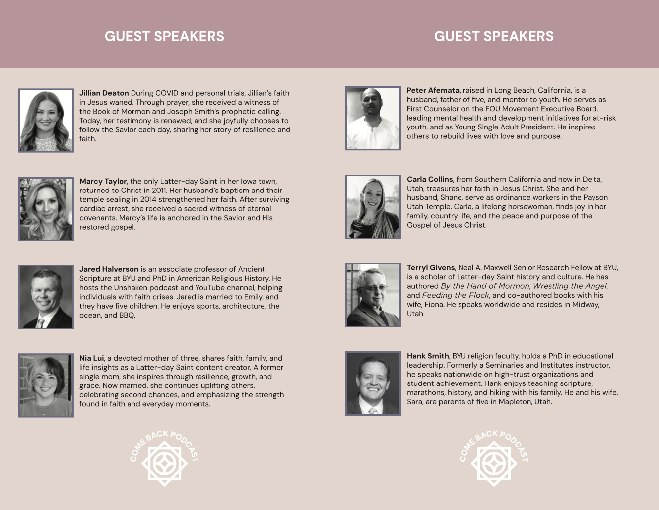 Come Back to Christ Event Speaker Lineup - Provo, UT - Sept 5 & Sept 6