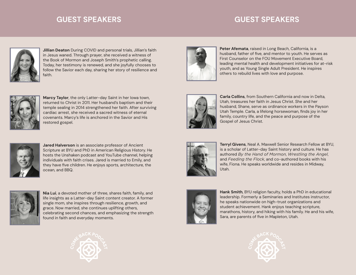 Come Back to Christ Event Speaker Lineup - Provo, UT - Sept 5 & Sept 6
